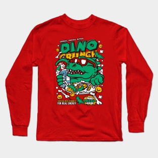 Retro Cereal Box Dino Crunch Dinosaur // Junk Food Nostalgia // Cereal Lover Long Sleeve T-Shirt